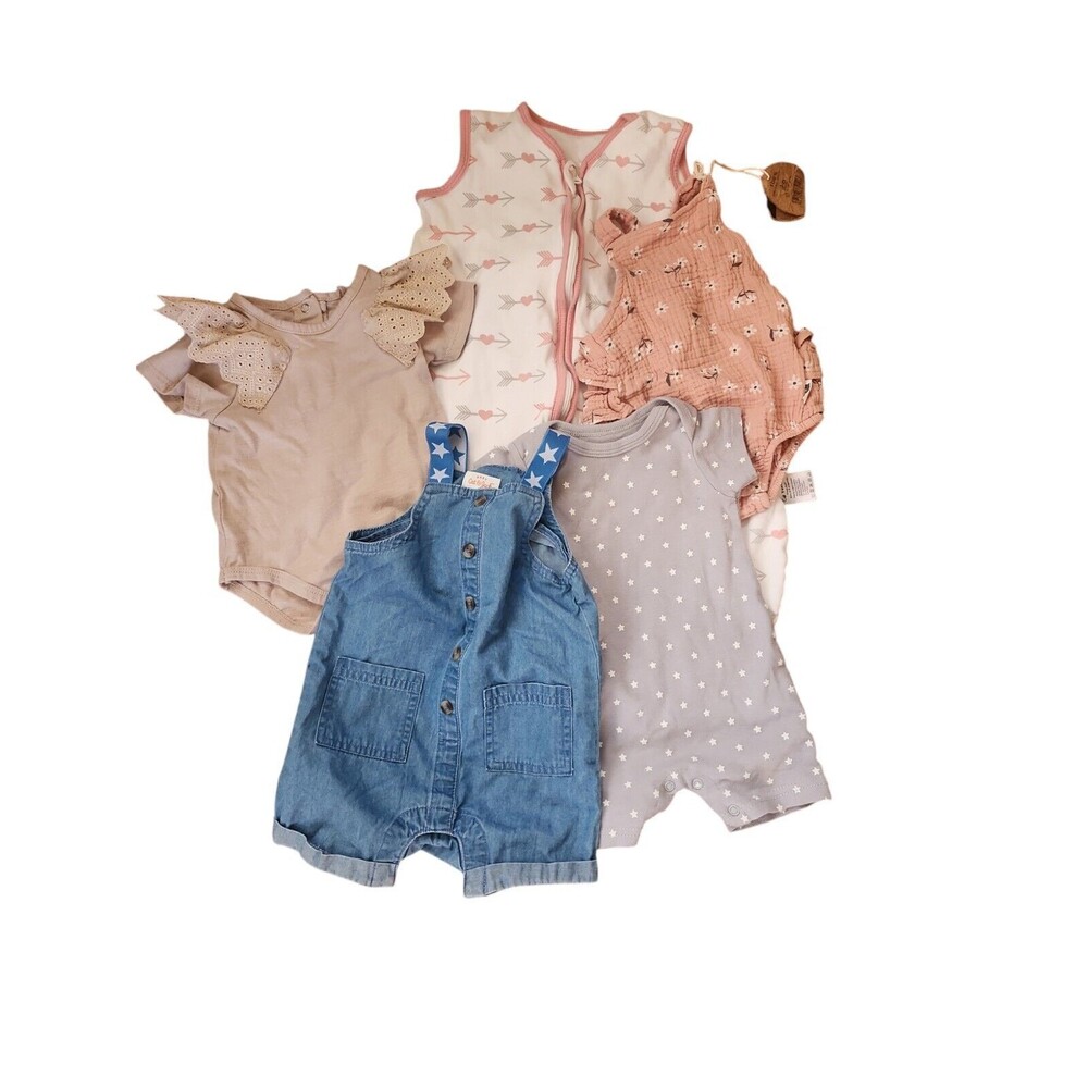 3-6 Month 5 Piece Spring Baby Girl Clothing Lot Bundle One pieces Sleep Sack